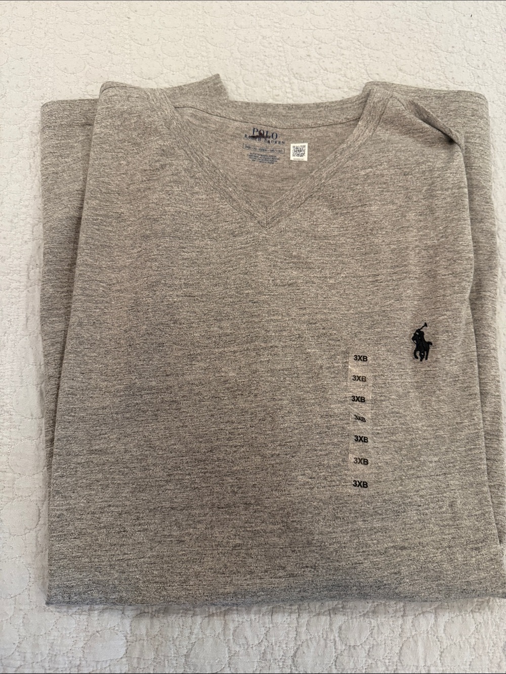 Polo by Ralph Lauren Men’s Gray V-Neck Shirt with Pony Logo
